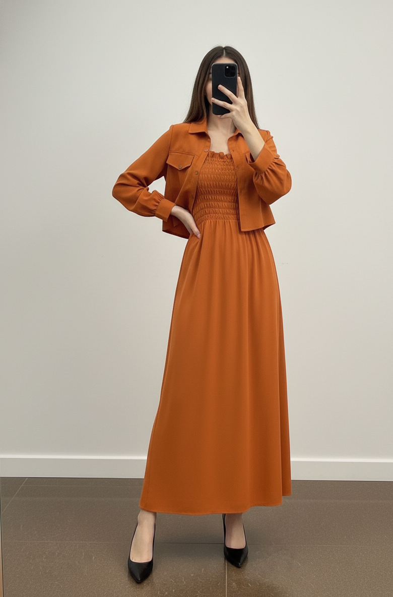 2 Piece Maxi Full Statchable & With Attractive Colors👗 -2003