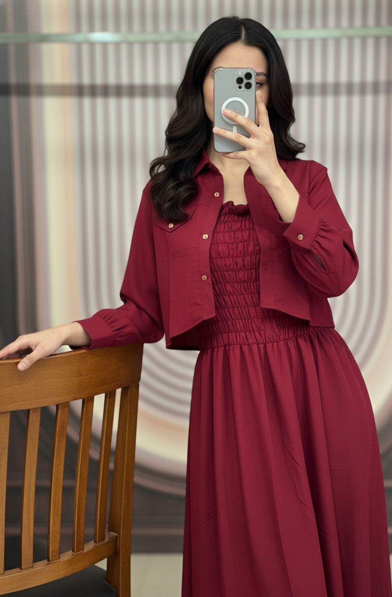 2 Piece Maxi Full Statchable & With Attractive Colors👗 -2003