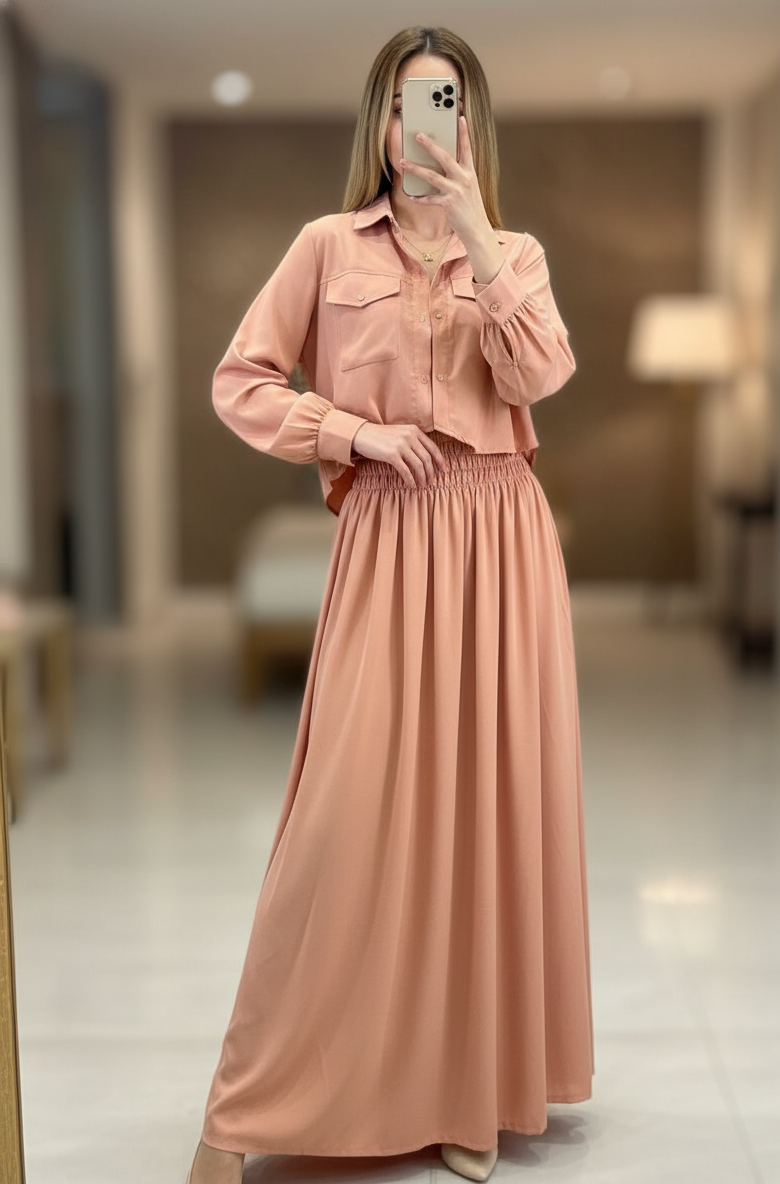 2 Piece Maxi Full Statchable & With Attractive Colors👗 -2003