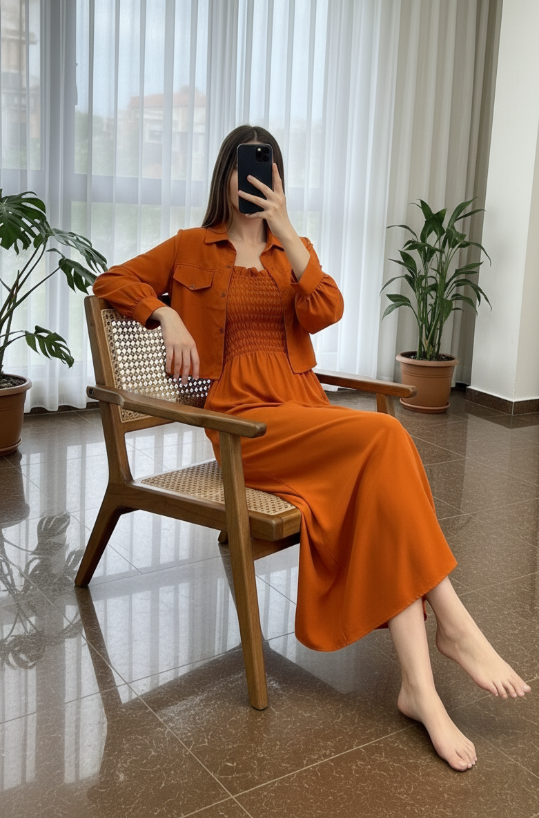 2 Piece Maxi Full Statchable & With Attractive Colors👗 -2003