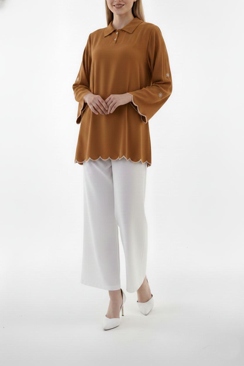 🌞 Summer Breeze Scallop Kurti 🌿
