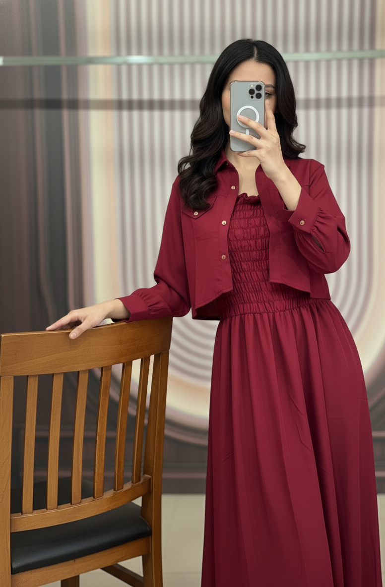 2 Piece Maxi Full Statchable & With Attractive Colors👗 -2003