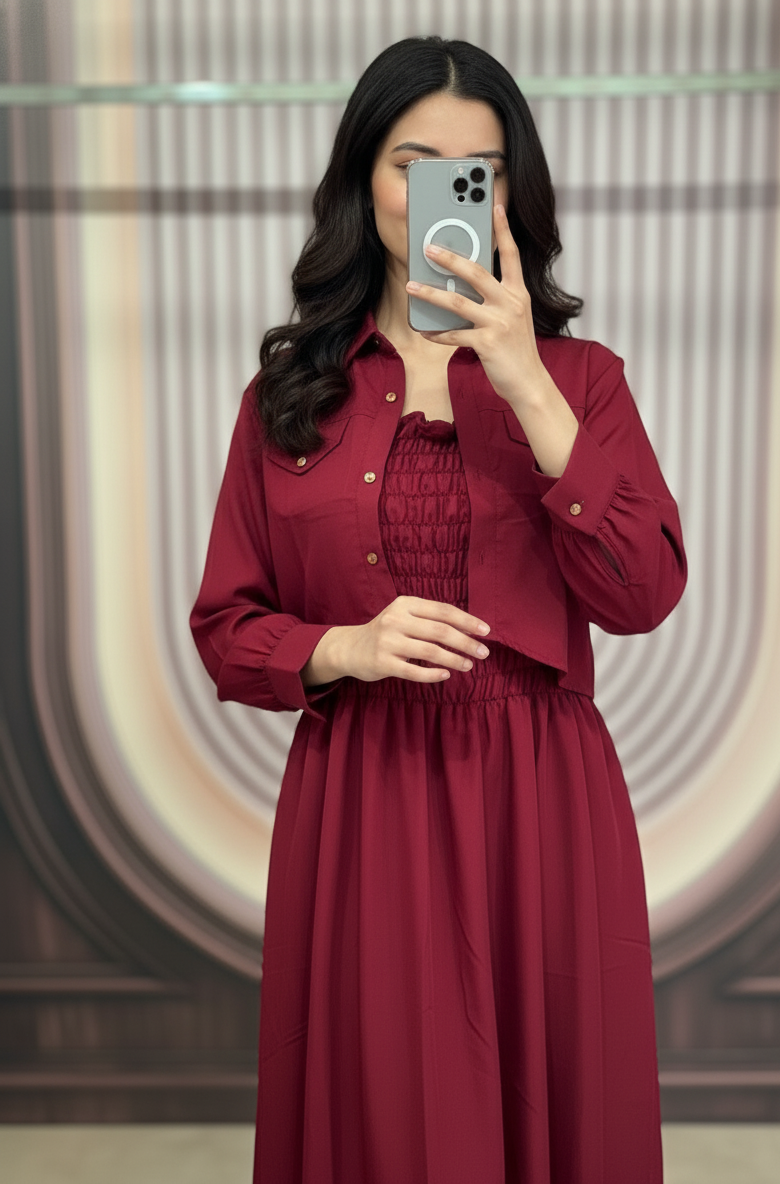 2 Piece Maxi Full Statchable & With Attractive Colors👗 -2003
