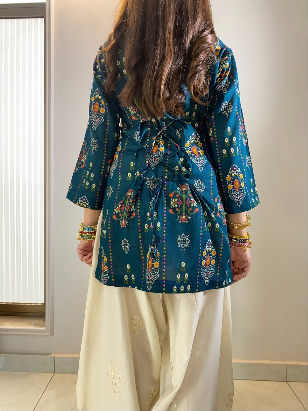 🌿 Zarqash Printed Kurti with Farshi Shalwar 🤍D 2061