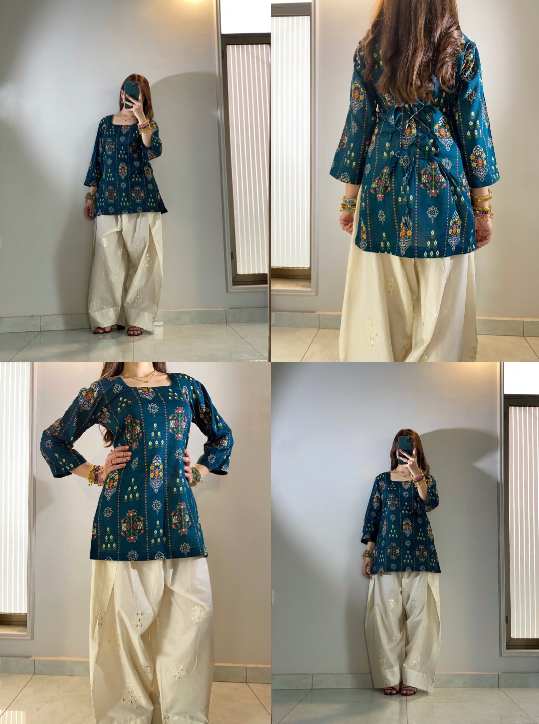 🌿 Zarqash Printed Kurti with Farshi Shalwar 🤍D 2061