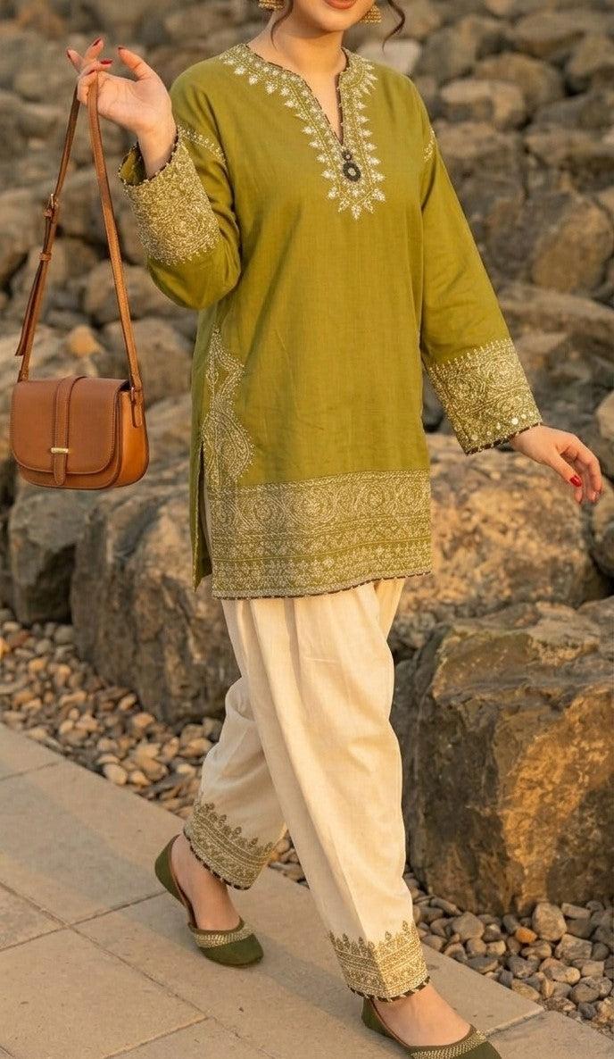 ✨ Mehreen Olive Farshi Set 💫D 2070