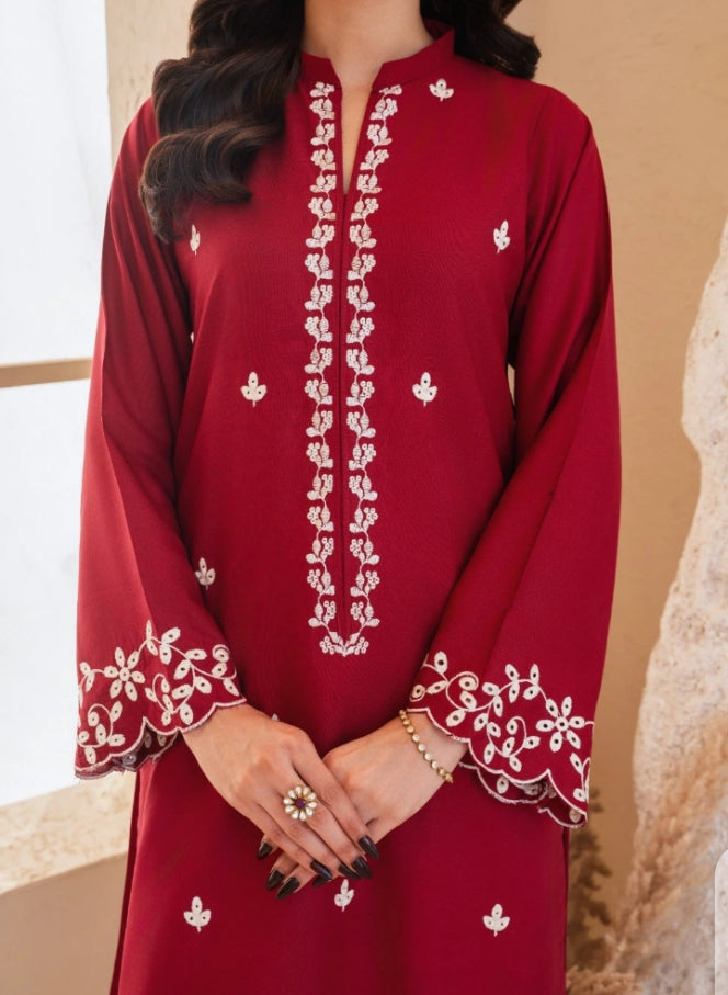 Deep red embroidered kurta ❤️✨ paired with a stunning 2-piece suit set 👗🌹