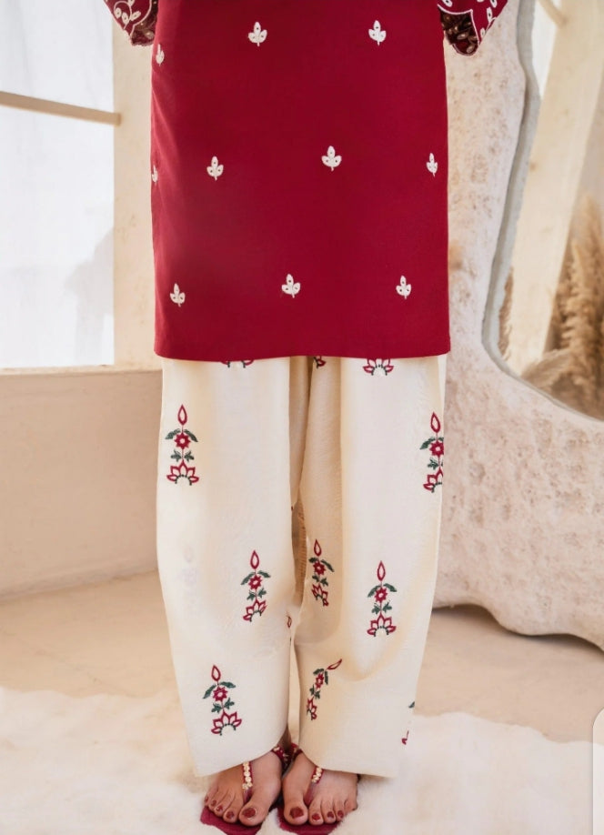 Deep red embroidered kurta ❤️✨ paired with a stunning 2-piece suit set 👗🌹